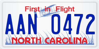 NC license plate AAN0472