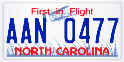 NC license plate AAN0477
