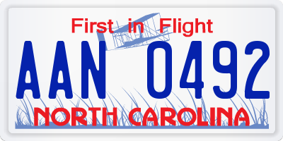 NC license plate AAN0492