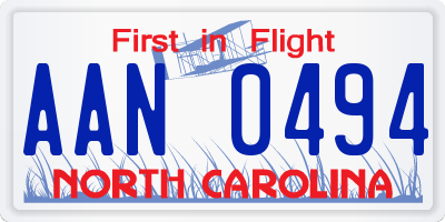 NC license plate AAN0494