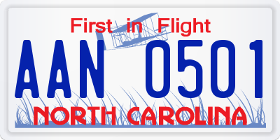 NC license plate AAN0501