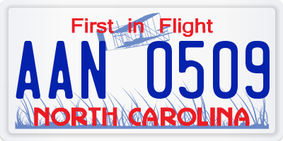 NC license plate AAN0509