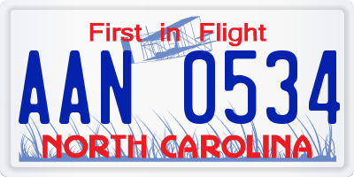 NC license plate AAN0534