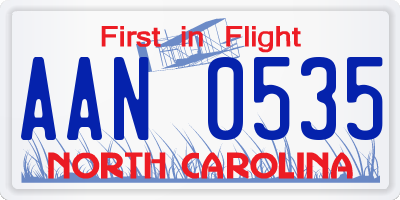 NC license plate AAN0535