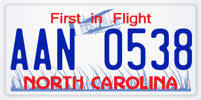 NC license plate AAN0538