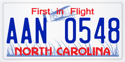 NC license plate AAN0548