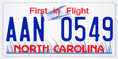 NC license plate AAN0549
