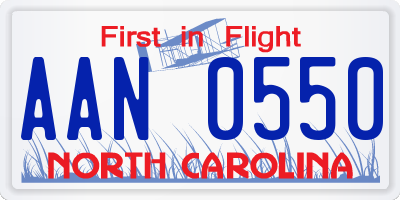 NC license plate AAN0550