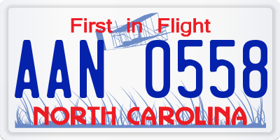 NC license plate AAN0558