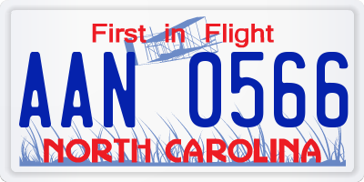 NC license plate AAN0566
