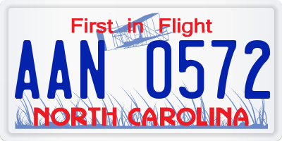 NC license plate AAN0572