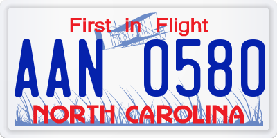 NC license plate AAN0580