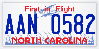 NC license plate AAN0582