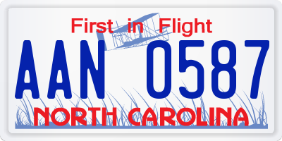 NC license plate AAN0587