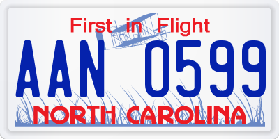 NC license plate AAN0599