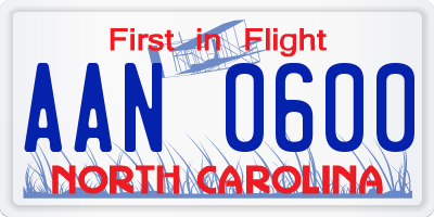 NC license plate AAN0600