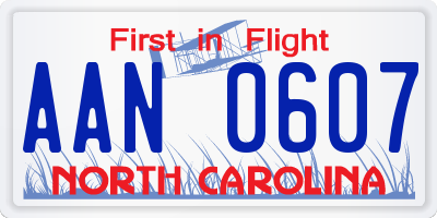 NC license plate AAN0607
