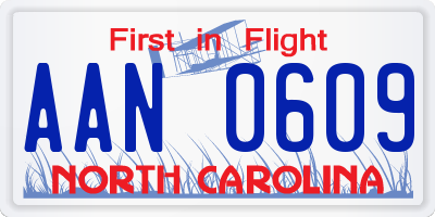 NC license plate AAN0609