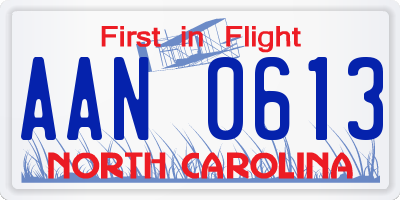 NC license plate AAN0613