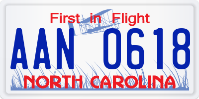 NC license plate AAN0618