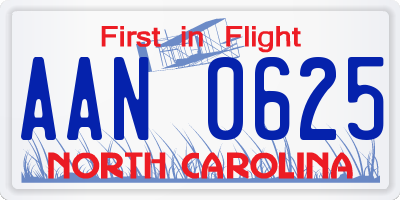 NC license plate AAN0625