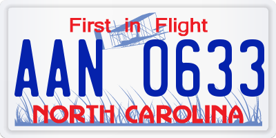 NC license plate AAN0633