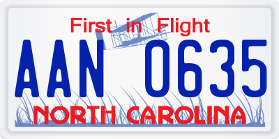 NC license plate AAN0635