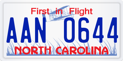 NC license plate AAN0644