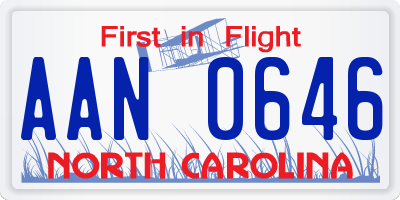 NC license plate AAN0646