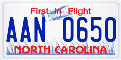 NC license plate AAN0650