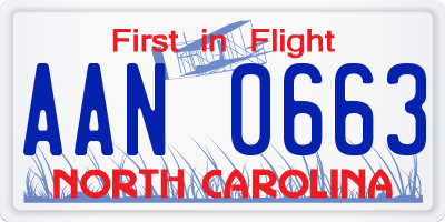 NC license plate AAN0663
