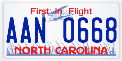 NC license plate AAN0668