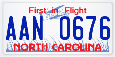 NC license plate AAN0676