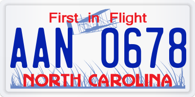 NC license plate AAN0678