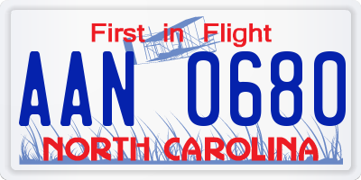 NC license plate AAN0680