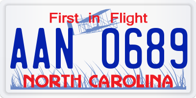 NC license plate AAN0689