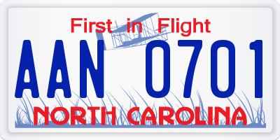NC license plate AAN0701