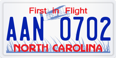 NC license plate AAN0702