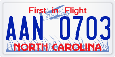 NC license plate AAN0703