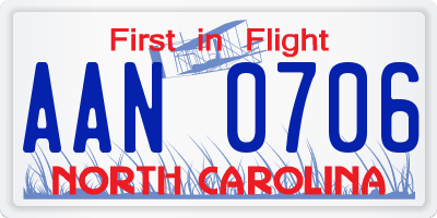 NC license plate AAN0706