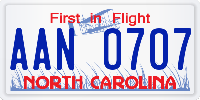 NC license plate AAN0707