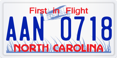 NC license plate AAN0718