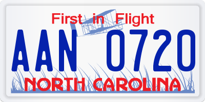 NC license plate AAN0720
