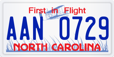 NC license plate AAN0729
