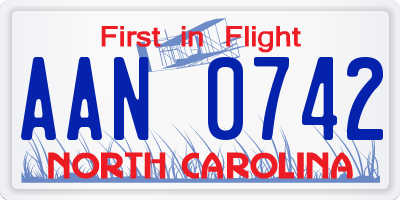 NC license plate AAN0742