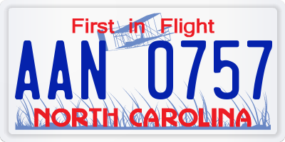 NC license plate AAN0757