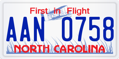 NC license plate AAN0758