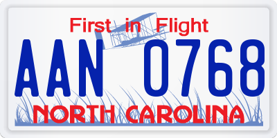 NC license plate AAN0768