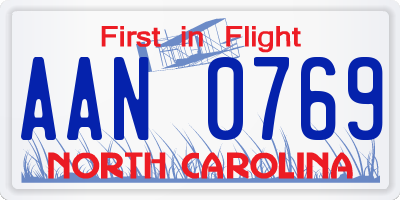 NC license plate AAN0769