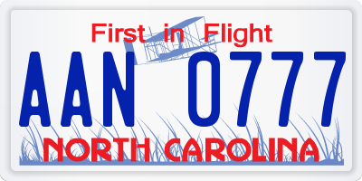 NC license plate AAN0777